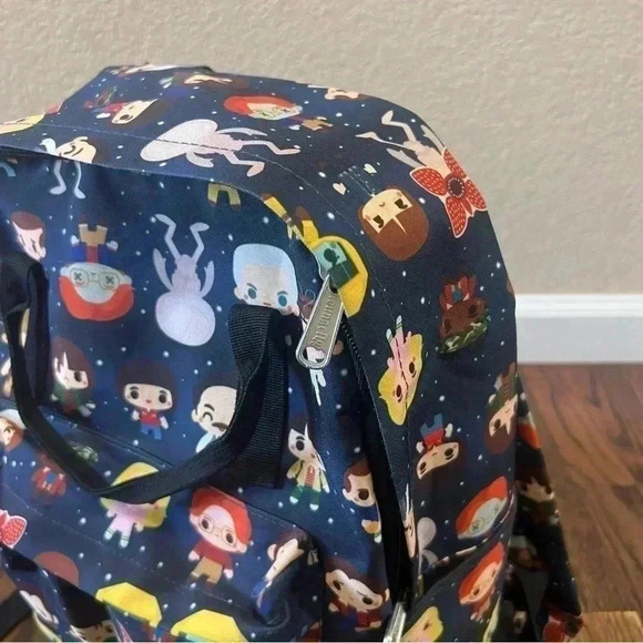 Loungefly Stranger Things Chibi Characters All Over Print Backpack Blue - Picture 11 of 16